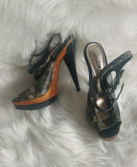 Unleash Your Inner Diva with Snakeskin Platform Heels - Size 6.5