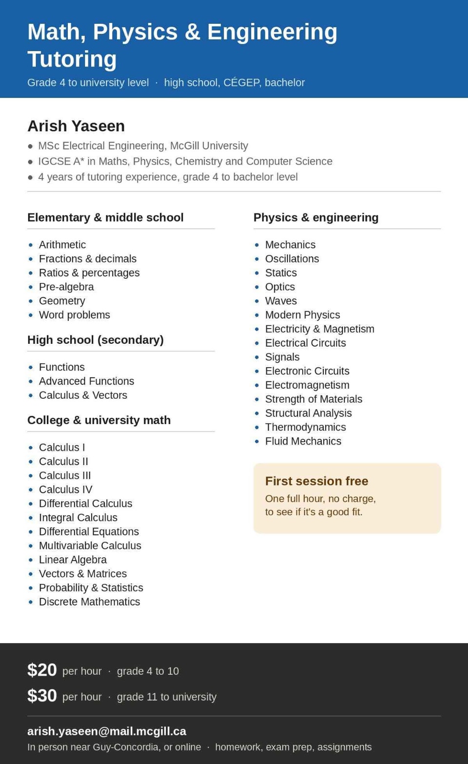 Math, Physics & Engineering Tutor | Tutors & Languages | City of ...