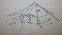 Military tent is 6 sided, 17' in diameter,