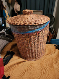 Handmade Large  wicker basket. With carver