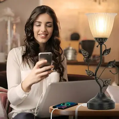 Stripe Glass Touch Lamps Set of 2 with USB Charging, Blossoming, View more