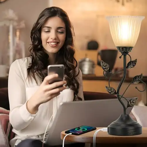 Stripe Glass Touch Lamps Set of 2 with USB Charging, Blossoming in Indoor Lighting & Fans in City of Toronto - Image 2