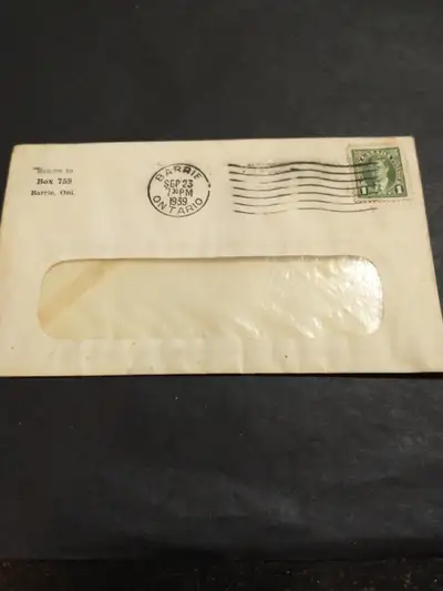 Nice 1939 WWII early windowed envelope mailed in Barrie, View more