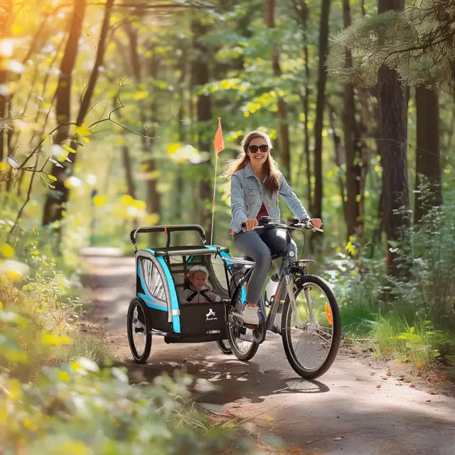 Double seat stroller kids 3-in-1 Bike Trailer   in Strollers, Carriers & Car Seats in Markham / York Region - Image 3