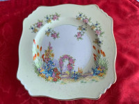 Royal Winton Hand Painted Square Serving Plate Flower Garden
