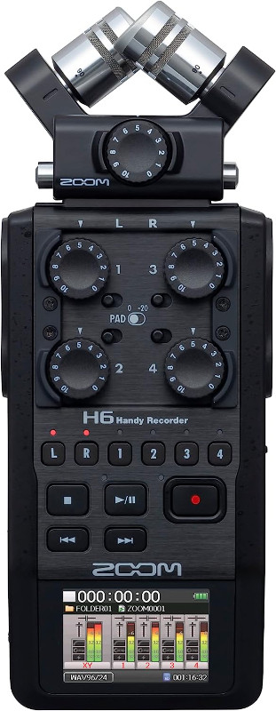 Zoom H6 All Black 6-Track Portable Recorder, Stereo Microphones in General Electronics in Markham / York Region