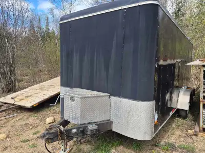 Enclosed cargo trailer. Good brakes, good Wheels good frame, has canopy ,no issues. No longer needed