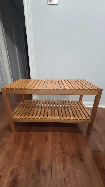 Wooden Slat Coffee Table with shelf, View more