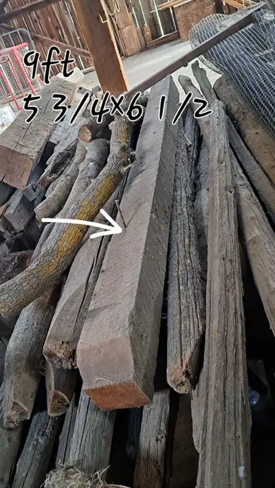 Barn beams, planks, wood posts and rails, View more