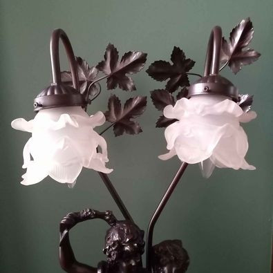 Victorian Twin Figure Metal Lamp in Arts & Collectibles in Hamilton - Image 2