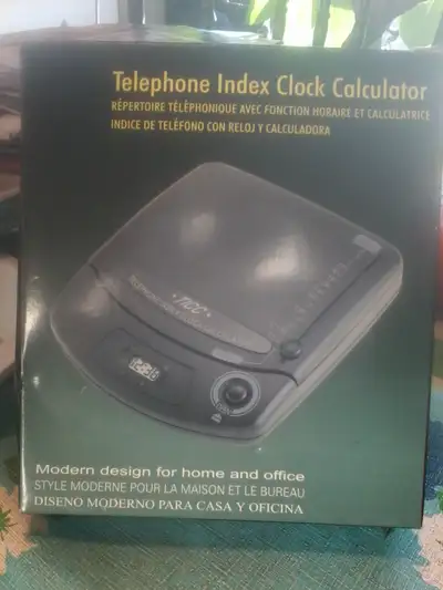 Digital clock, calculator, telephone index combo NEW., View more