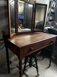 Antique Pencil Leg Makeup Table & Piano Stool