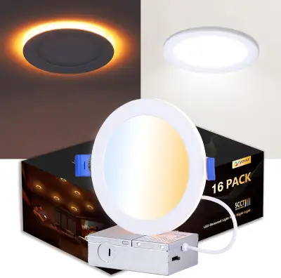 Brand new CycevSun 16 Pack Pot Lights 6 Inch Recessed Lighting with Night Light, Canless Wafer Downl...