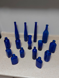 Cobalt Blue Glass Bottles etc. 