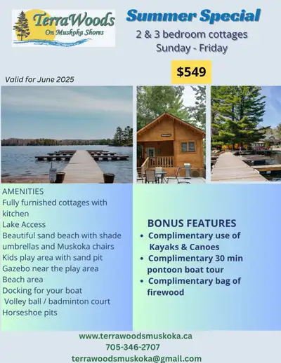 Escape to nature without sacrificing comfort at our Cottages, located on the Horseshoe Lake at Terra...