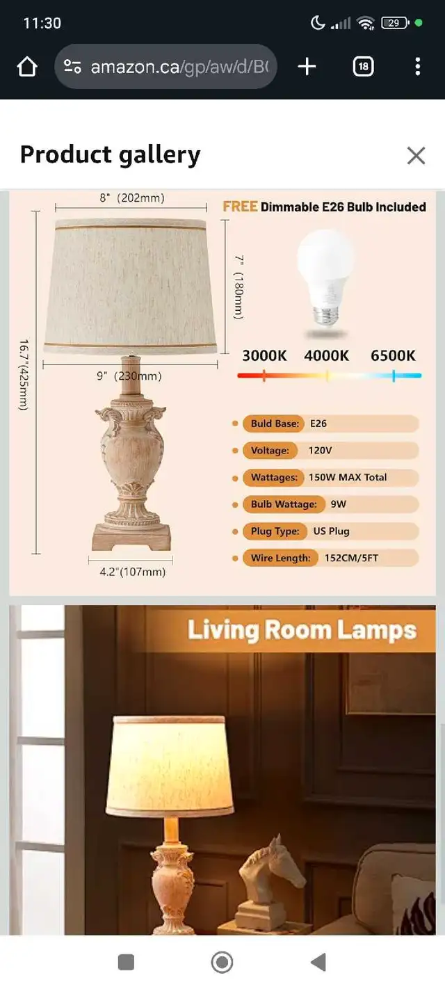 Table Lamp,3-Way Dimmable Bedside Lamp,Lamps for Bedrooms with 262863257295361124