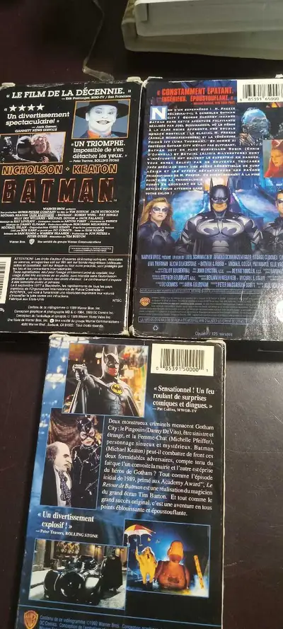 Dive into nostalgia with this collection of used Batman VHS tapes! This lot includes "Batman," "Batm...