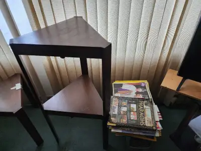 2 shelf triangular shelf and smaller one shelf triangular ., View more