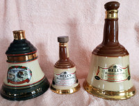 Three Bells Whiskey Ceramic Bottles by Wade