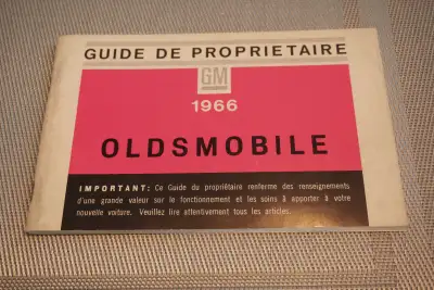 Rare 1966 Oldsmobile Owners Guide Canada French