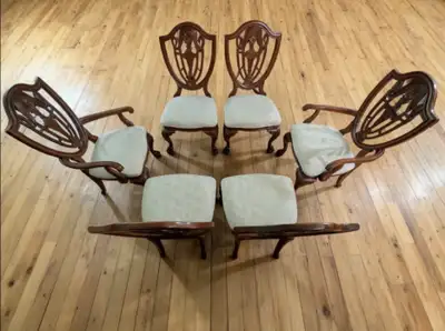 6 antique wooden dining chairs (genuine wood), View more