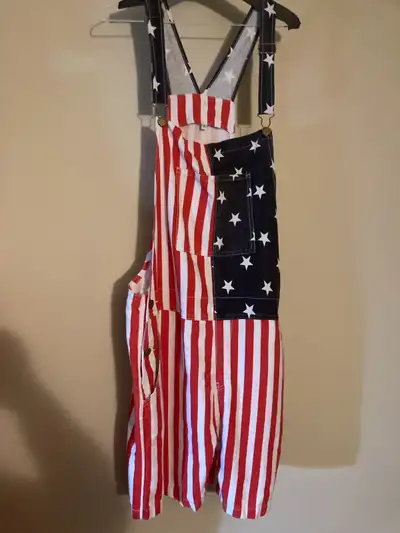 USA Flag Overall Shorts, View more