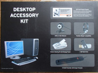 Computer desktop kit: webcam,headset,power bar,flash drive