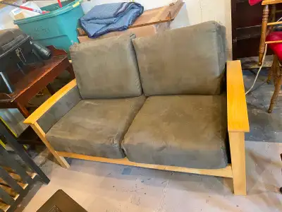 Pine love seat and chair, View more