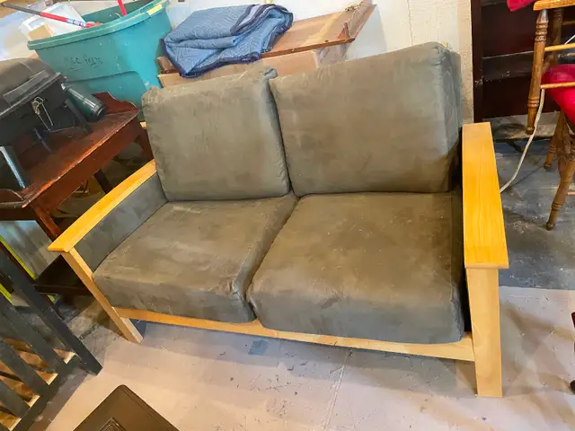 Pine love seat and chair in Chairs & Recliners in Bedford - Image 2