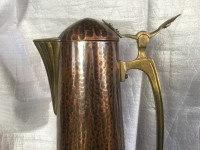 Large Austrian Art Nouveau Copper Brass Pitcher, c. 1905