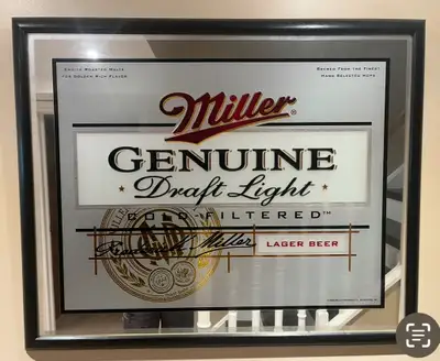 Miller Genuine Draft Light Bar Mirror - 32 1/4 x 26 1/2" Nice! Pick up only in Prince Albert just so...