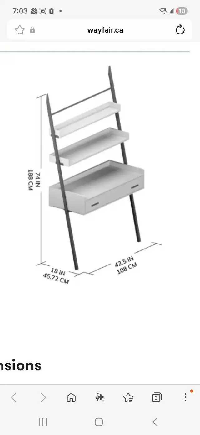 AllModern Innes Solid Mango Wood Leaning Ladder Desk –  price in Desks in Ottawa - Image 9