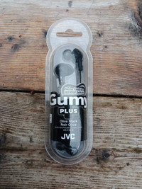 New JVC Black "Gumy" Corded Earbuds, 3.5mm Plug