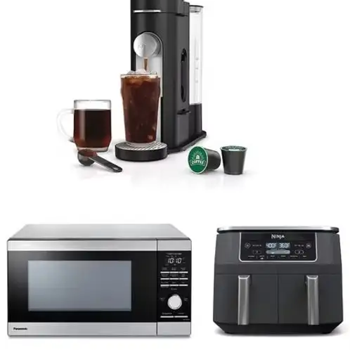 Panasonic Microwave, Ninja Air Fryer & Ninja Coffee Maker Bundle
