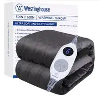 Westinghouse 50x60 in. Warming Throw; 6 Heat Levels; Grey; New