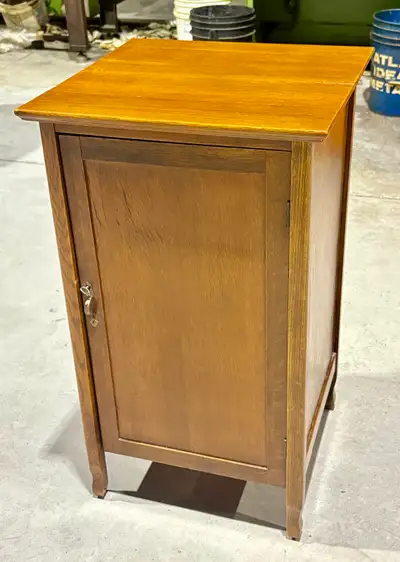 Antique OAK WOOD Arts & Crafts Music Cabinet (c. 1930s), View more
