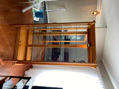 Birch wood Furniture lighted curio cabinet, View more