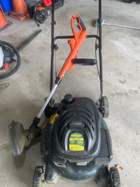 Gas Lawn mower and electric  trimmer 