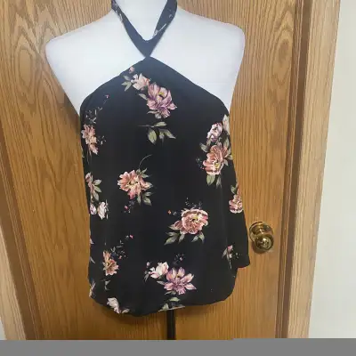 Floral Halter Neck Top - Black, View more