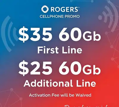4+ lines Plans- CANADAWIDE WITH 60gb data 1st line- $35 2nd, 3rd, 4th line- $25 each line US CAN WIT...
