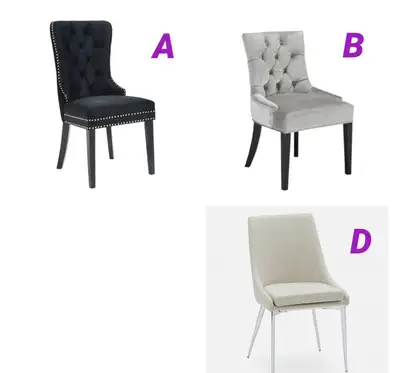 Brand new Contemporary Dining Chairs Pic A: Black tufted velvet fabric with nail head trim. 40'' H X...