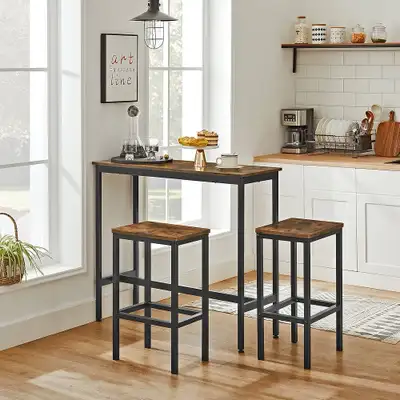 Dining Table Set, Bar Table and Chairs Set, Industrial, Rustic B, View more