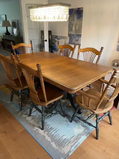 Oak Dining room table and 6 chairs, View more
