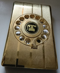 Vintage Eagle Rotary Dial Pop-Up Goldtone Desktop Telephone Book