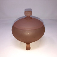 Beaumont Pink Depression Satin Glass Candy Dish Log Finial