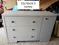 Made in Canada solid gray 3 drawer with cupboard dresser
