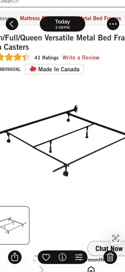 queen box spring and metal frame, View more