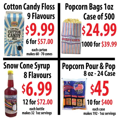 Cotton Candy Floss Sugar Popcorn Snow Cone Syrup Supplies & more, View more