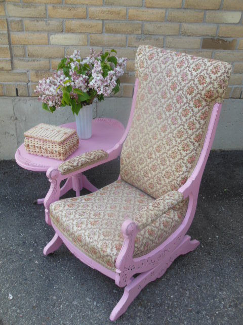 Pink Eastlake rocker, and pie crust side table in Chairs & Recliners in London