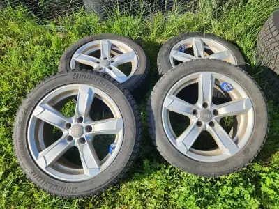 OEM 17" AUDI/VW Wheels + Winter Bridgestone Blizzak WS90 tires Size 225/50/R17 Rims are straight tir...